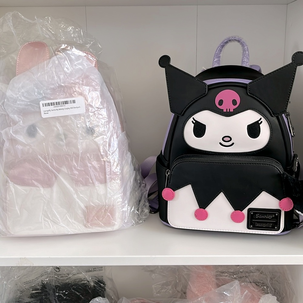 Brand new set of my Melody Kuromi Loungefly backpacks